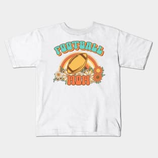 Groovy Football mom Retro gift for funny mother Vintage floral pattern Kids T-Shirt